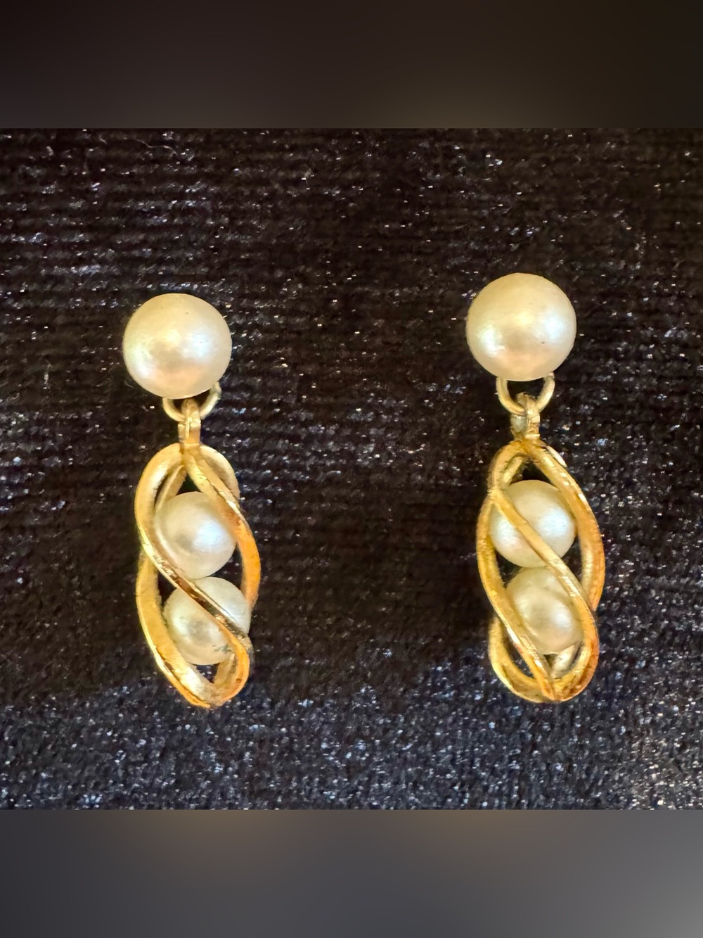 Sarah Coventry Gold-Tone Drop Earrings with Faux Pearls